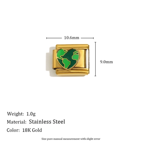 Edelstahl 18K Vergoldet Italienische Charm-Links Für DIY Armband Bunte Emaille Geometrische Quadratische Link Modulares Schmuck Für Damen