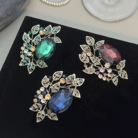 Spilla a Foglia di Olivo in Lega di Strass Vintage per Donna Elegante Spilla a Ramo di Pianta per Abiti da Festa Gioielli