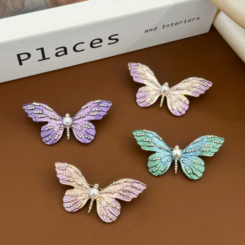 Vintage Farbverlauf Emaille Schmetterling Brosche Für Damen Legierung Strass Künstliche Perle Elegante Anstecknadel Schmuck