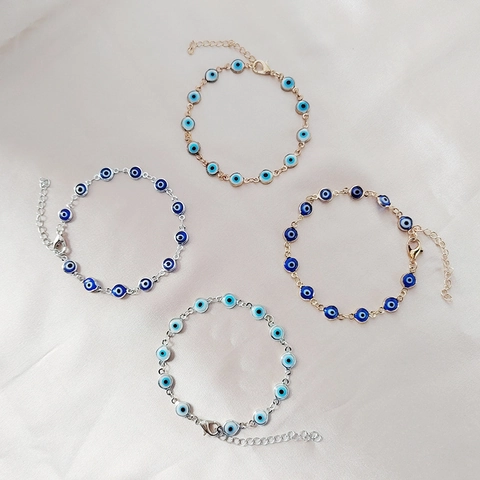 Bracciale Malocchio in Lega Vintage Nazar Amuleto Portafortuna Turco Regolabile Placcato Oro Argento Bracciale per Donna Gioielli