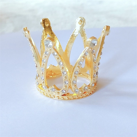 Mini Corona in Lega con Strass per Bambini Tiara Principessa a Cuore Cavo Decorazione per Torta Compleanno Accessorio Festa