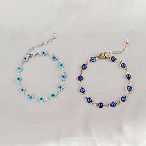 Bracciale Malocchio in Lega Vintage Nazar Amuleto Portafortuna Turco Regolabile Placcato Oro Argento Bracciale per Donna Gioielli