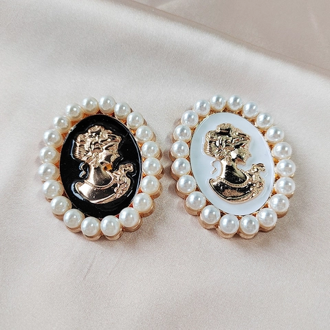Broche Camée Victoria Vintage Alliage Style Palais Portrait de Beauté Avec Fausse Künstliche Perle Strass Pour Femmes Bijoux
