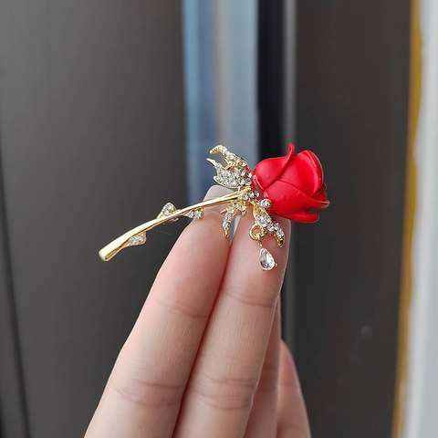 Eleganter Legierung Strass Rosen Tulpen Blumen Brosche Für Damen Hochzeit Party Schmuck Vergoldet Floral Pin Accessoires