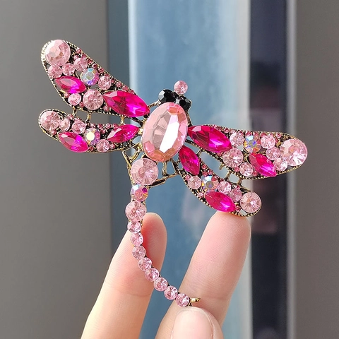 Broche Libellule Vintage pour Femmes Alliage de Zinc Strass Émail Insecte Épingle Mode Vêtements Accessoires Bijoux Cadeaux