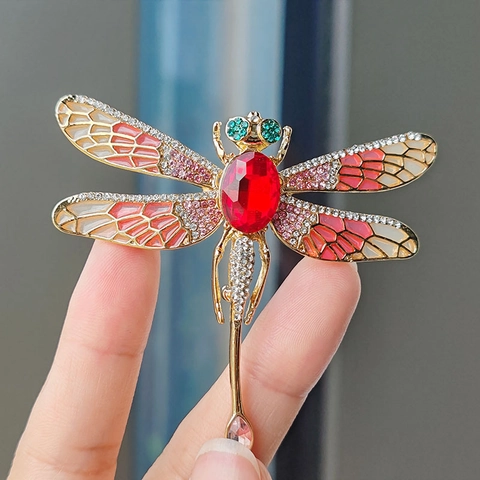 Vintage Emaille Libel Broche Legering Strass Ingelegde Pin Voor Mannen Vrouwen Jas Pak Reversspeld Mode Sieraden Accessoires