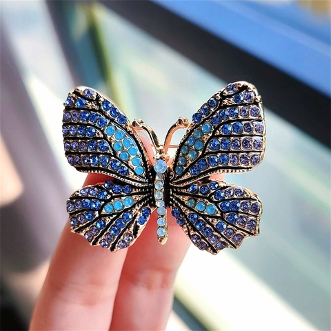 Kleurrijke Strass Vlinder Brosche Vintage Legering Dier Pin Voor Vrouwen Mode Sieraden Accessoires Kleding Decoratie