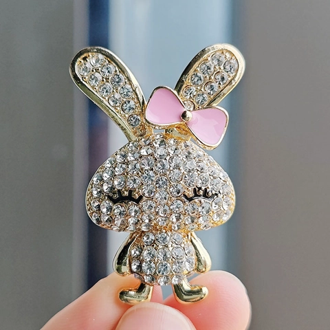 Lindo Broche de Conejo Aleación Strass Corazón Perla Artificial Alfiler Anti-Exposición Accesorio de Ropa para Mujeres Estilo Japonés Regalo