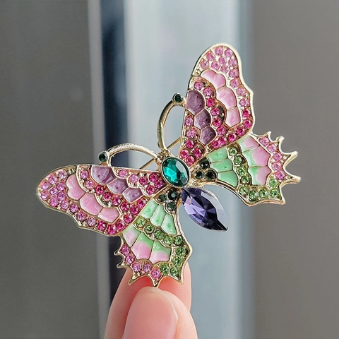 Vintage Emaille Schmetterling Brosche Für Damen Legierung Strass Insekt Zikade Mantel Anstecknadel Bunte Retro Mode Schmuck
