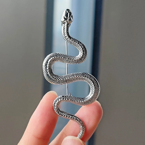 Broche de Serpiente de Aleación de Estilo Occidental Insignia de Pitón Personalizada Alfiler de Solapa para Traje de Hombre Alfileres Decorativos para Abrigo de Mujer Joyería