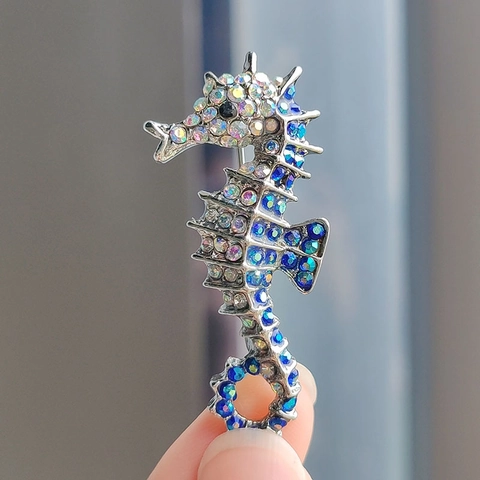 Broche de Caballito de Mar de Aleación Vintage con Strass para Mujer Accesorios de Joyería de Moda para Banquete Fiesta