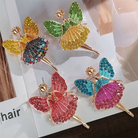 Élégante Broche Fée Danseuse de Ballet en Alliage Incrustée de Strass Épingle à la Mode pour Accessoires de Manteau Pull Femme