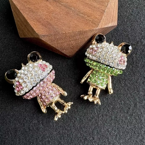 Cartoon Großer Mund Frosch Brosche Für Damen Legierung Strass Vollschliff Tier Form Brosche Pin Pullover Tasche Zubehör