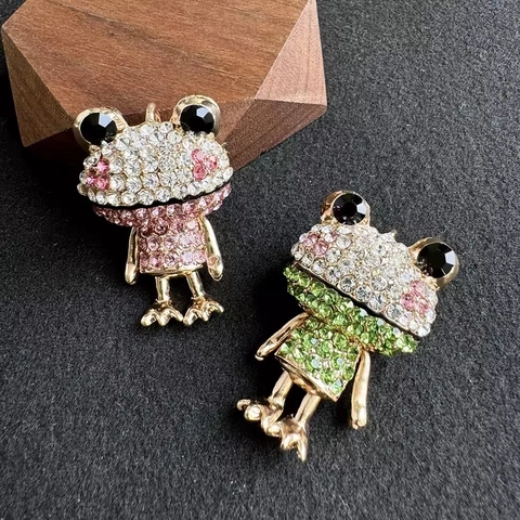 Cartoon Großer Mund Frosch Brosche Für Damen Legierung Strass Vollschliff Tier Form Brosche Pin Pullover Tasche Zubehör