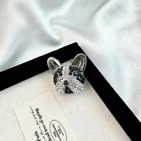 Vintage Französische Bulldogge Strass Brosche Persönlichkeit Legierung Tier Hund Reversnadel Kreativer Schmuck Accessoire Damen Herren