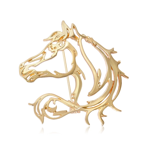 Minimalist Alloy Hollow Horse Head Brooch Pin Electroplated Animal Silhouette Boutonniere For Women Fashion Clothing Jewelry Accessory