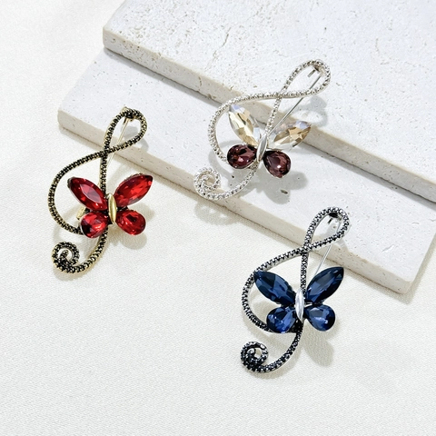Vintage Musiknote Schmetterling Brosche Legierung Strass Violinschlüssel Reversnadel Dekorative Brosche Für Damen Anzug Schmuck Geschenk