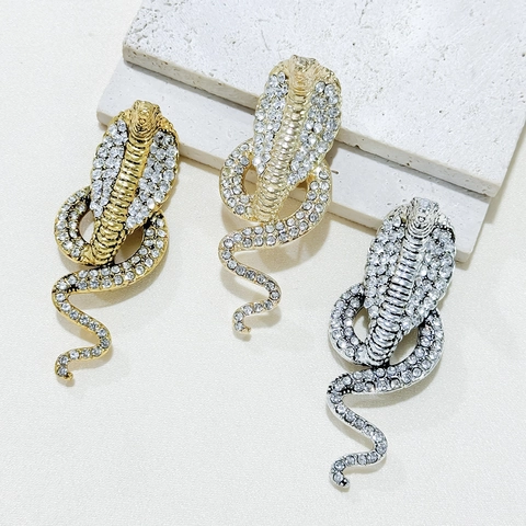 Luxus Legierung Strass Kobra Schlange Brosche Für Damen Vintage Gold Silber Galvanisiert Tier Schmuck Für Party Bankett Accessoires