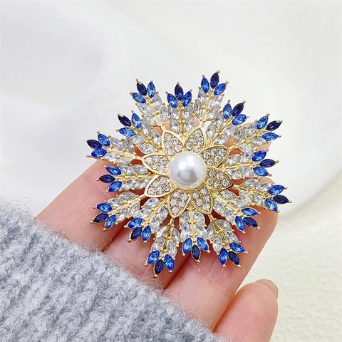 Elegante Spilla a Fiocco di Neve in Lega per Donna Con Perla Artificiale e Strass Clip per Sciarpa alla Moda Gioielli Regalo