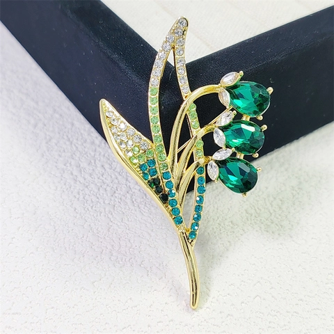 Eleganter Blauglöckchen Blumen Brosche Für Damen Legierung Strass Eingelegt Pflanze Floral Brustnadel Mode Kleidung Schmuck Zubehör