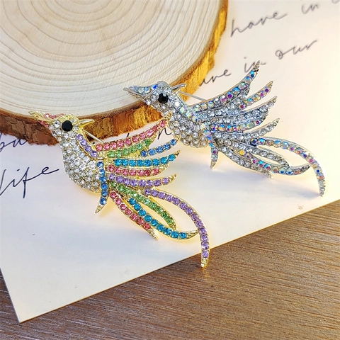 Elegante Broche de Fénix para Mujer Aleación con Diamantes de Imitación Multicolores Pin de Corsé de Pájaro Accesorios de Lujo