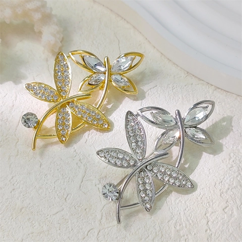 Elegante Spilla a Libellula in Lega Con Strass per Donna Oro Argento Gioielli Animali Vintage Accessorio per Abito Regalo