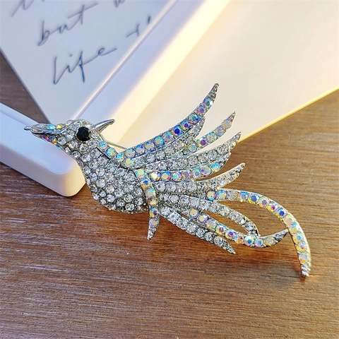 Elegante Broche de Fénix para Mujer Aleación con Diamantes de Imitación Multicolores Pin de Corsé de Pájaro Accesorios de Lujo