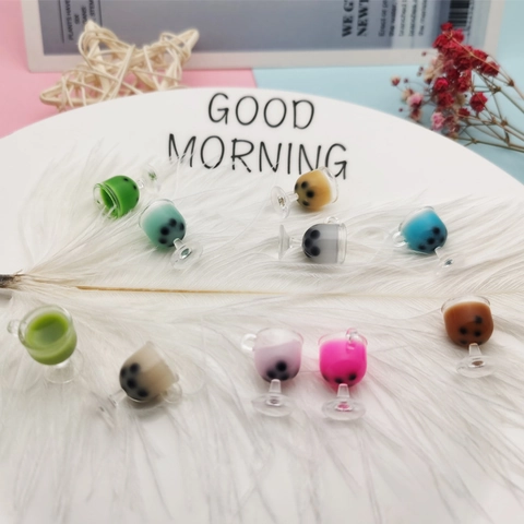 Miniature Resin Bubble Tea Cup Charms 3D Tiny Milk Tea Cup Model For DIY Phone Case Decoration Dollhouse Food Play Accessories