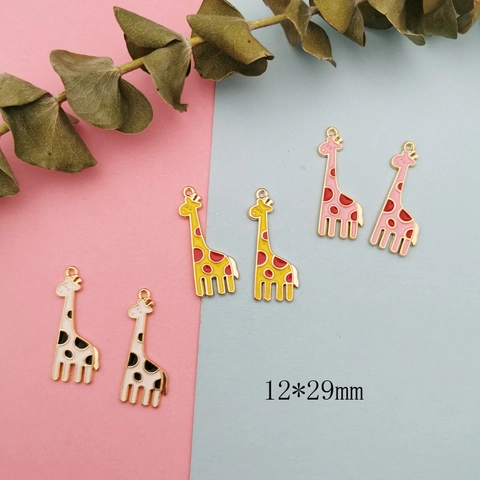 DIY Cartoon Giraffe Alloy Drip Oil Enamel Charms For Necklace Bracelet Making Craft Jewelry Finding Accessory Small Animal Pendant