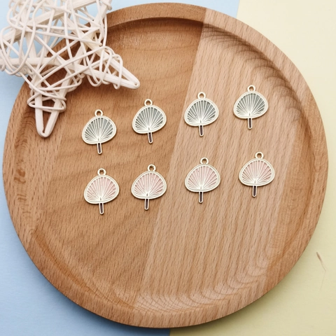 Vintage Oriental Fan Shaped Alloy Enamel Drip Oil Pendants For DIY Earring Necklace Jewelry Making Handcrafted Material