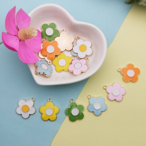 Alloy Enamel Plumeria Flower Charms Five-Petal Floral Pendants For DIY Jewelry Making Earrings Necklace Findings Crafting