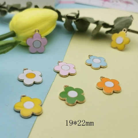 Alloy Enamel Plumeria Flower Charms Five-Petal Floral Pendants For DIY Jewelry Making Earrings Necklace Findings Crafting