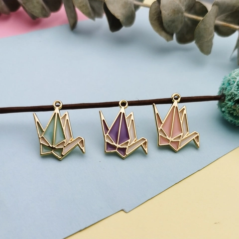 Origami Paper Crane Alloy Enamel Pendants For DIY Jewelry Making Necklaces Earrings Findings Craft Supplies Handmade Accessory