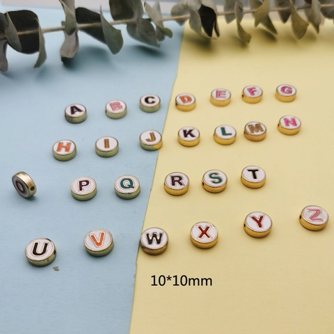 Colorful Enamel A-Z Alphabet Charms Alloy Gold Plated Round Letter Pendants For DIY Jewelry Making Bracelet Necklace Accessories