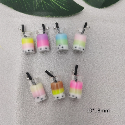 Mini 3D Simulation Bubble Tea Charms Resin Milk Tea Cup Pendants With Metal Eye Pin For DIY Earring Keychain Jewelry Making Accessories