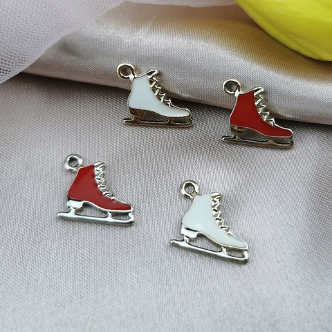 Serie de Navidad Aleación Esmalte Patines de Hielo Colgantes para Pendientes Collar Fabricación de Joyas Materiales DIY