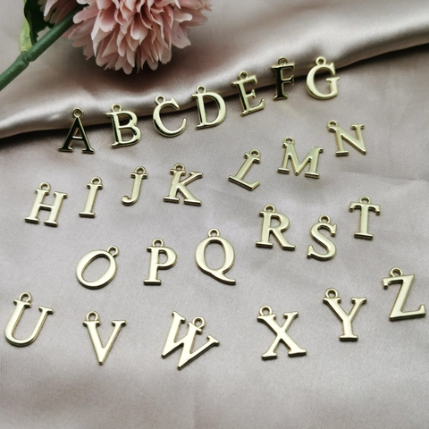 Gold Plated Alloy Alphabet Letter A-Z Pendant Charms For DIY Necklace Bracelet Earring Jewelry Making Accessories