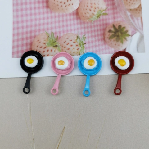 Mini Simulation Frying Pan Fried Egg Alloy Enamel Pendants DIY Jewelry Charms For Necklace Keychain Hanging Handcraft Material