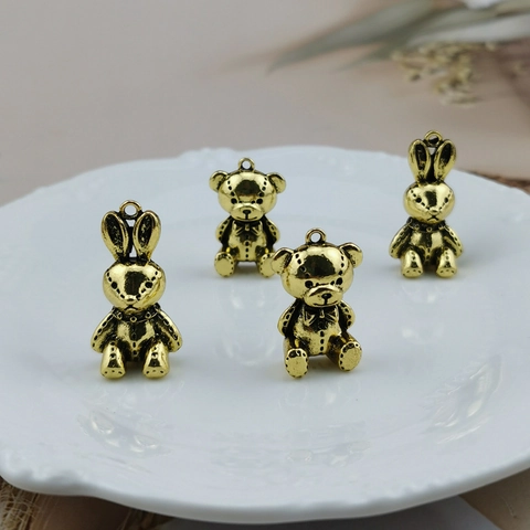 Pendente in Lega Orso Coniglio 3D Punk Vintage Dark Rock Per Collana Braccialetto Fai Da Te Accessori Creazione Gioielli