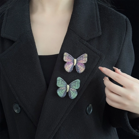 Spilla Farfalla Ricamata Sfumata Vintage in Lega Metallica per Donna per Abito Cappotto Maglione Elegante Gioielli Accessori