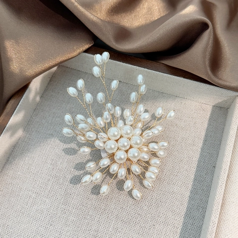 Elegante Spilla a Forma di Fiocco di Neve in Lega con Künstliche Perle per Donna Lussuosa Spilla Floreale Color Oro Accessori per Cappotto