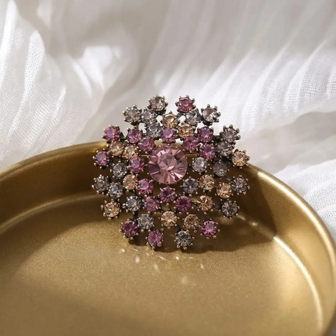 Spilla Dente di Leone in Strass Vintage per Donna Spilla Fiore di Cristallo di Lusso Accessori per Cappotto Moda Gioielli
