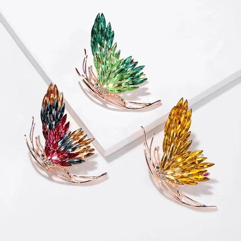 Elegante Broche de Mariposa de Diamantes de Imitación en Degradado Francés para Mujer Joyería de Aleación de Cristal Accesorios de Colgante de Doble Uso