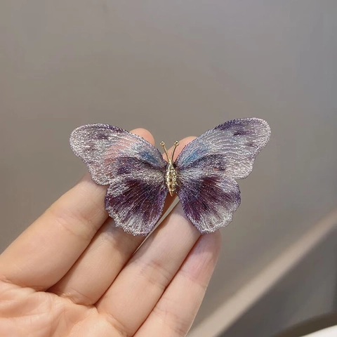 Spilla a Farfalla Vintage Ricamo Tessuto a Rete Lega Spilla Elegante Fiore Corsage Per Donne Gioielli di Moda