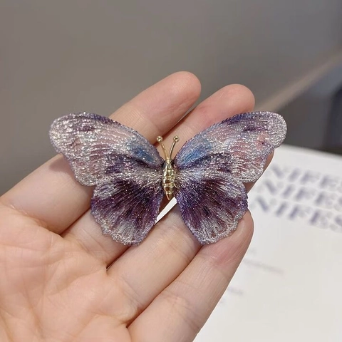Spilla a Farfalla Vintage Ricamo Tessuto a Rete Lega Spilla Elegante Fiore Corsage Per Donne Gioielli di Moda