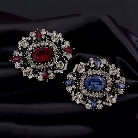 Luxus Vintage Hofstil Legierung Strass Brosche Für Damen Eleganter Kristall Blumen Anstecknadel Für Mantel Bankett Schmuck