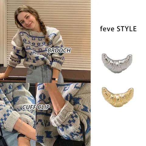 Minimalist Zinc Alloy Croissant Brooch Cute Food Shaped Lapel Pin Fashion Clothing Accessories Jewelry For Women Men