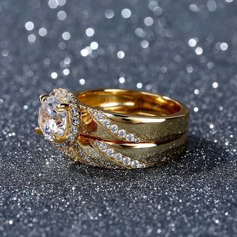 Ensemble de Bagues de Couple en Strass en Alliage de Luxe Bagues Ouvertes Géométriques pour Femmes Hommes Cadeau de Bijoux de Mode