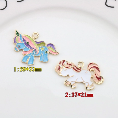 DIY Licorne Dessin Animé Alliage Émail Pendentifs Charms Pour Bracelet Collier Fabrication de Bijoux Accessoires Émail Animaux