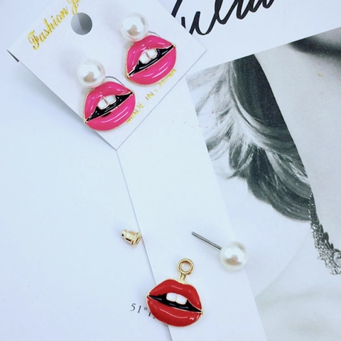 Emaille Legering Lip Hangers Rood Roze Mond Vorm Voor DIY Sieraden Maken Armband Ketting Handwerk Accessoires